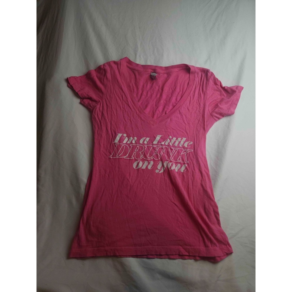 Next Level Apparel T Shirt Womens Large Pink Luke Bryan Boom Boom Casual V-Neck